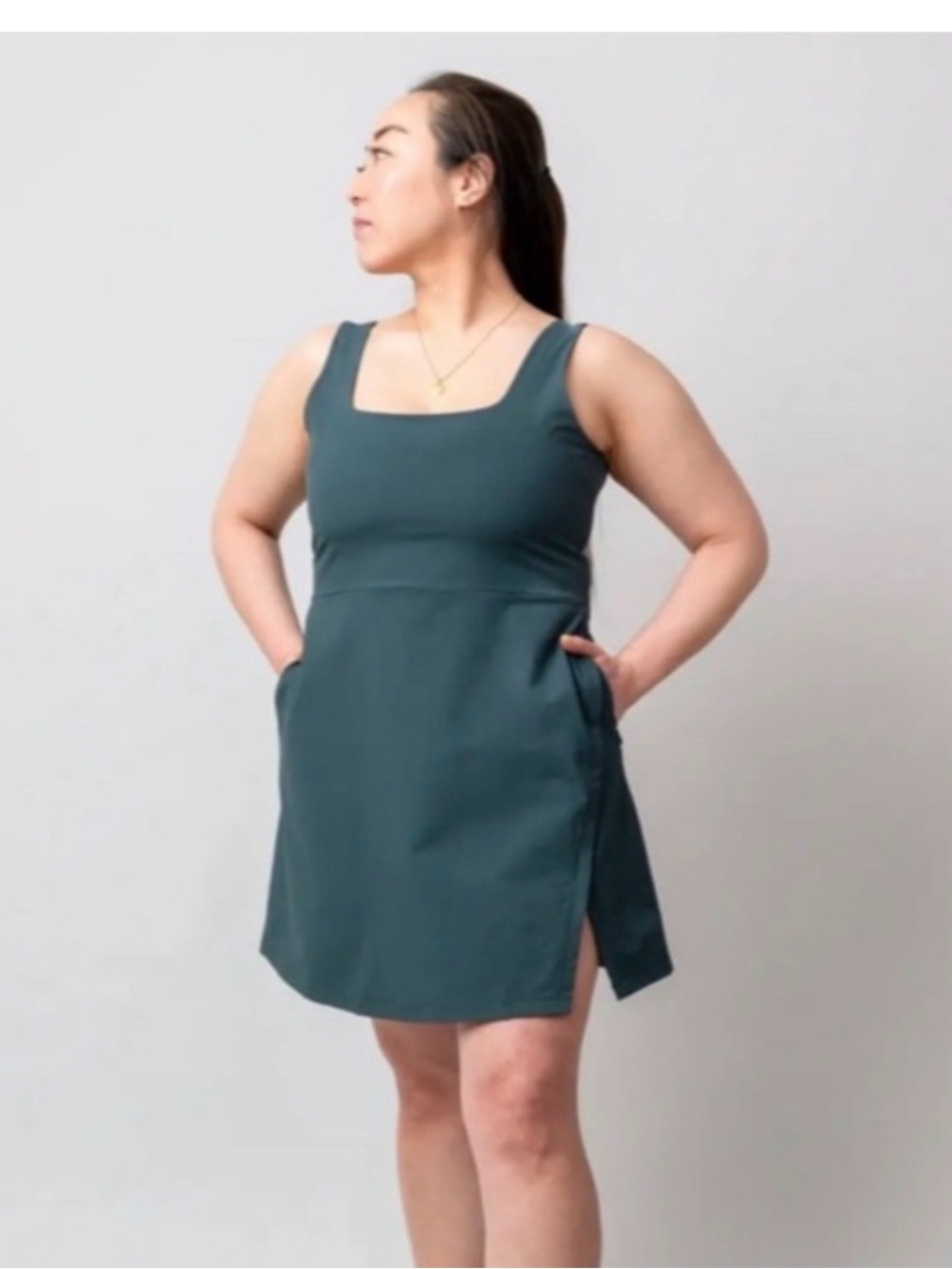 Alder Get Dirty Dress Dark Green Tank Dress Size Small